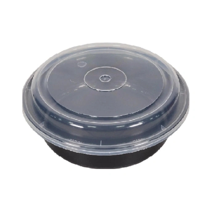 black round disposable plastic container