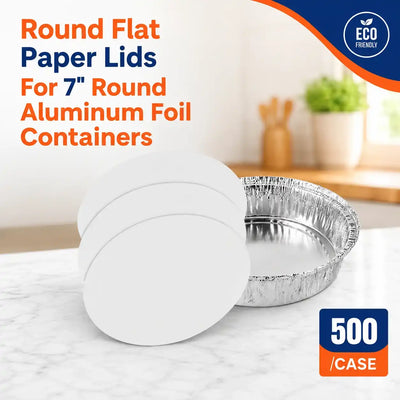 Flat paper lid for 7-inch foil containers