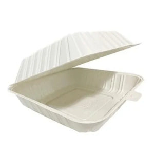 white natural fiber rectangular clamshell packaging container