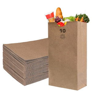 10 lb Brown Paper Bags #10 Size – Heavy-Duty Kraft Grocery & Takeout Bags for Restaurants, Retail & Food Service | Paper Bags Made in Canada 500/Case