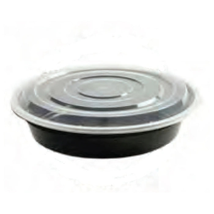 black plastic takeaway container with transparent 