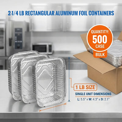 2-1/4 lb oblong aluminum foil containers