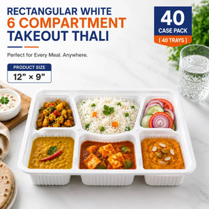 6-compartment heavy-duty takeout thali