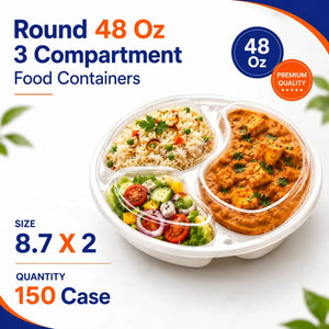 48 oz 3-compartment round combo containers