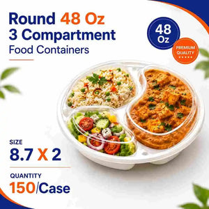 48 oz 3-compartment round combo containers
