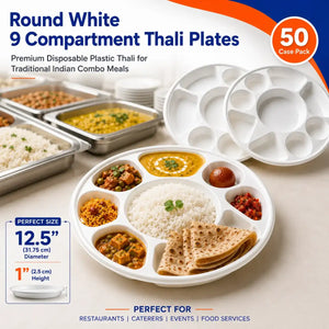 9-compartment round thali containers