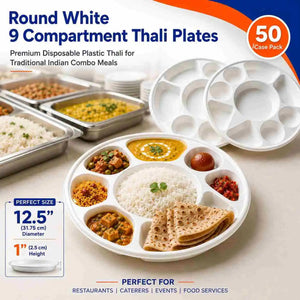 9-compartment round thali containers