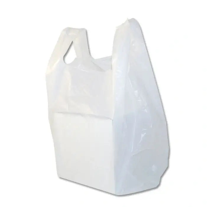 S4 - White Plastic T-Shirt Carry Bags – Heavy-Duty Shopping Bags for Retail, Food & Convenience Stores