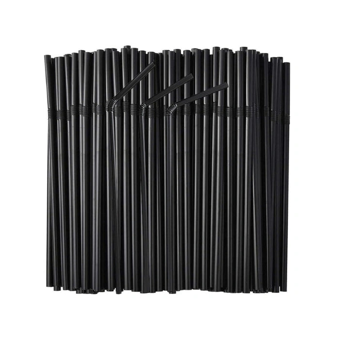 6" Black Plastic Straws 6mm Dia – Black Disposable Straws for Juice, Soda & Cold Drinks (200/Case)