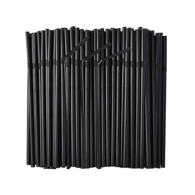 6" Plastic Straw, 6 mm Dia, Black, 200/Case