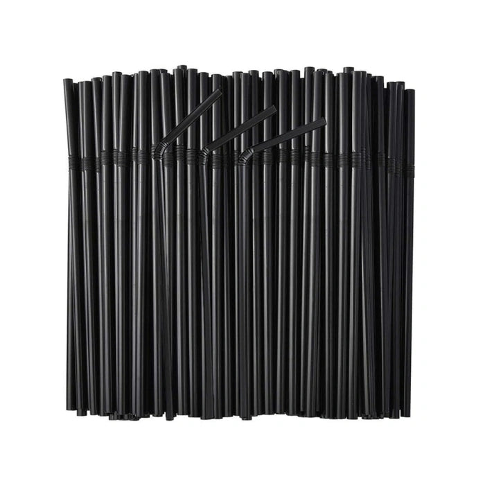 8" Black Plastic Straws 6mm Dia – Disposable Drinking Straws for Restaurants, Cafes & Takeaway (500/Case)