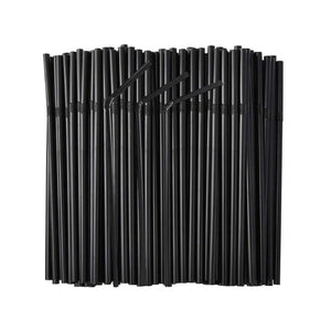 8" Plastic Straw, 6 mm Dia, Black, 500/Case