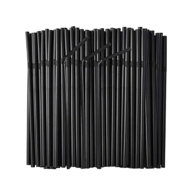 8" Plastic Straw, 6 mm Dia, Black, 500/Case