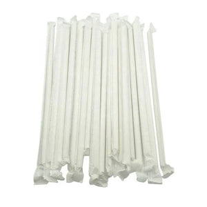 8" Paper Straw, 8mm Dia, White, 250/Box