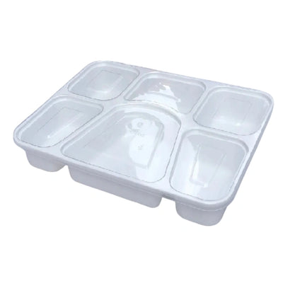 6 Compartment Heavy Duty Take Out Thali With Lids, 100/Case