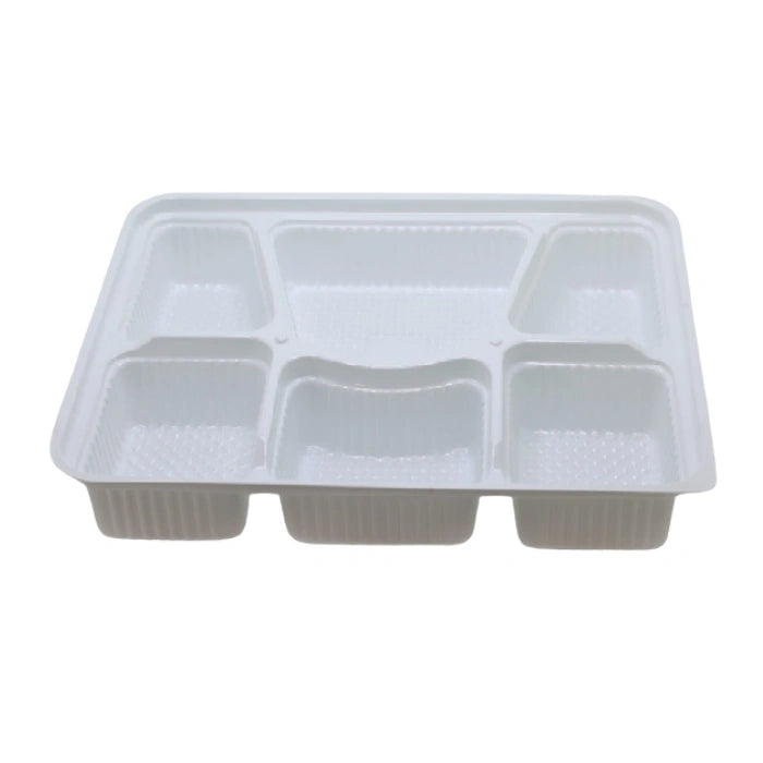 plastic food white tray with 6 Compartment 