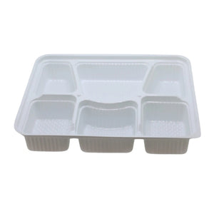 6 Compartment Heavy Duty White Take Out Thali, 40/Case