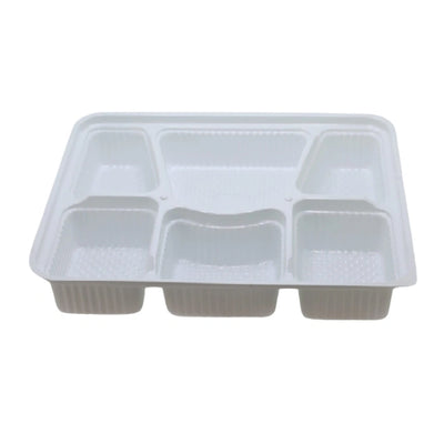 6 Compartment Heavy Duty White Take Out Thali, 40/Case
