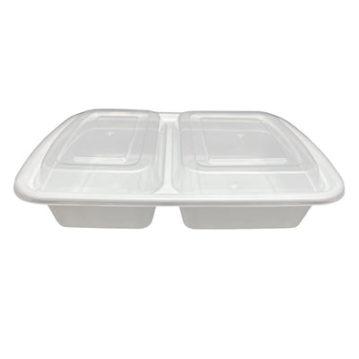30 Oz. 2 Compartment Rectangle Combo Container White, 150/Case