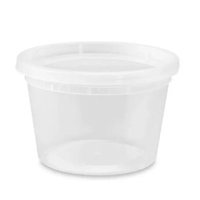 clear round container used for food packing
