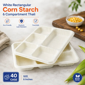 Corn starch 6-compartment thali plate