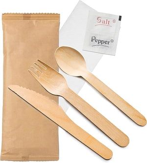Wrapped Wooden Cutlery Kit 6 Piece